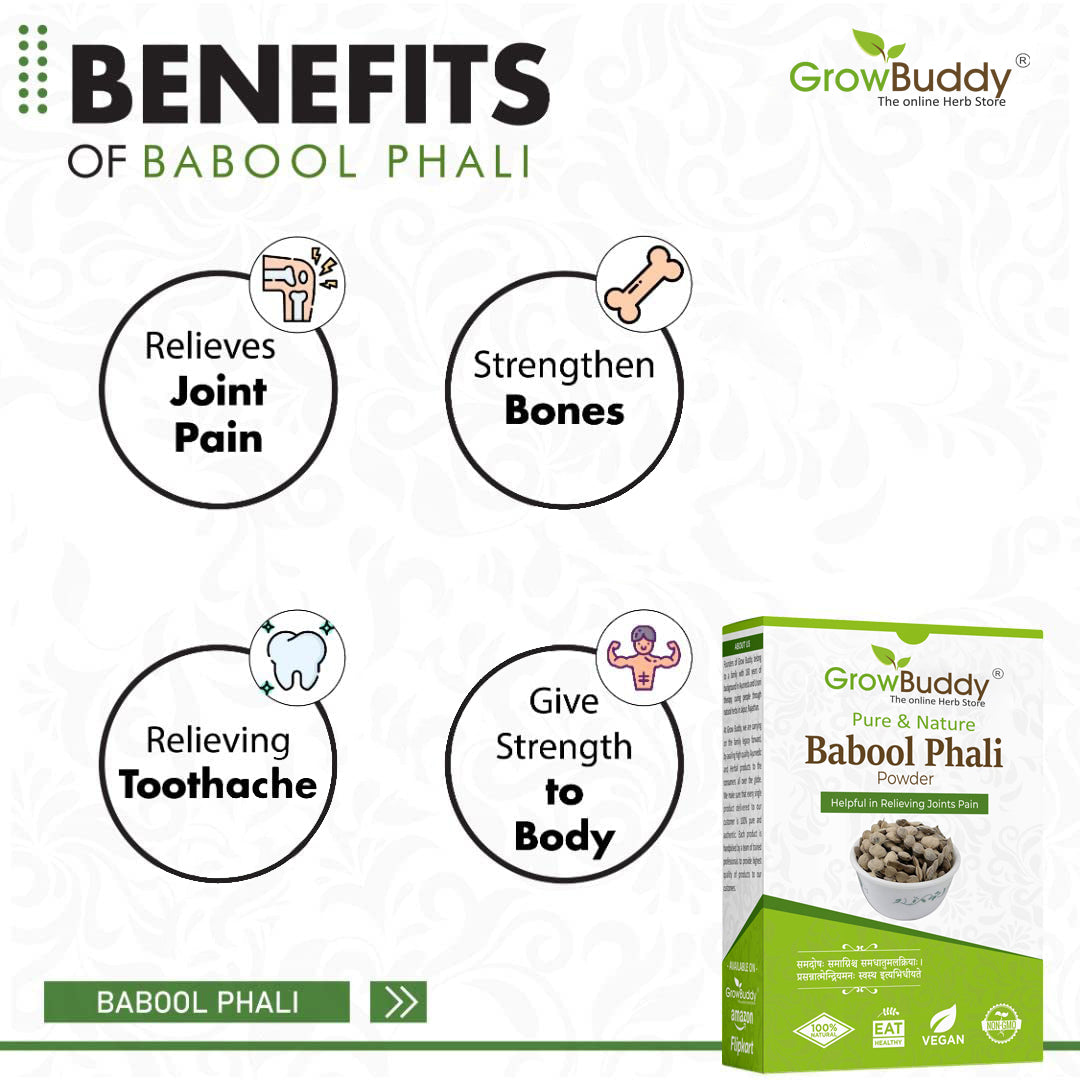GrowBuddy Babool Phali Powder (250 grams) - Babool Fali - Kikar Phali - Kikar Fali