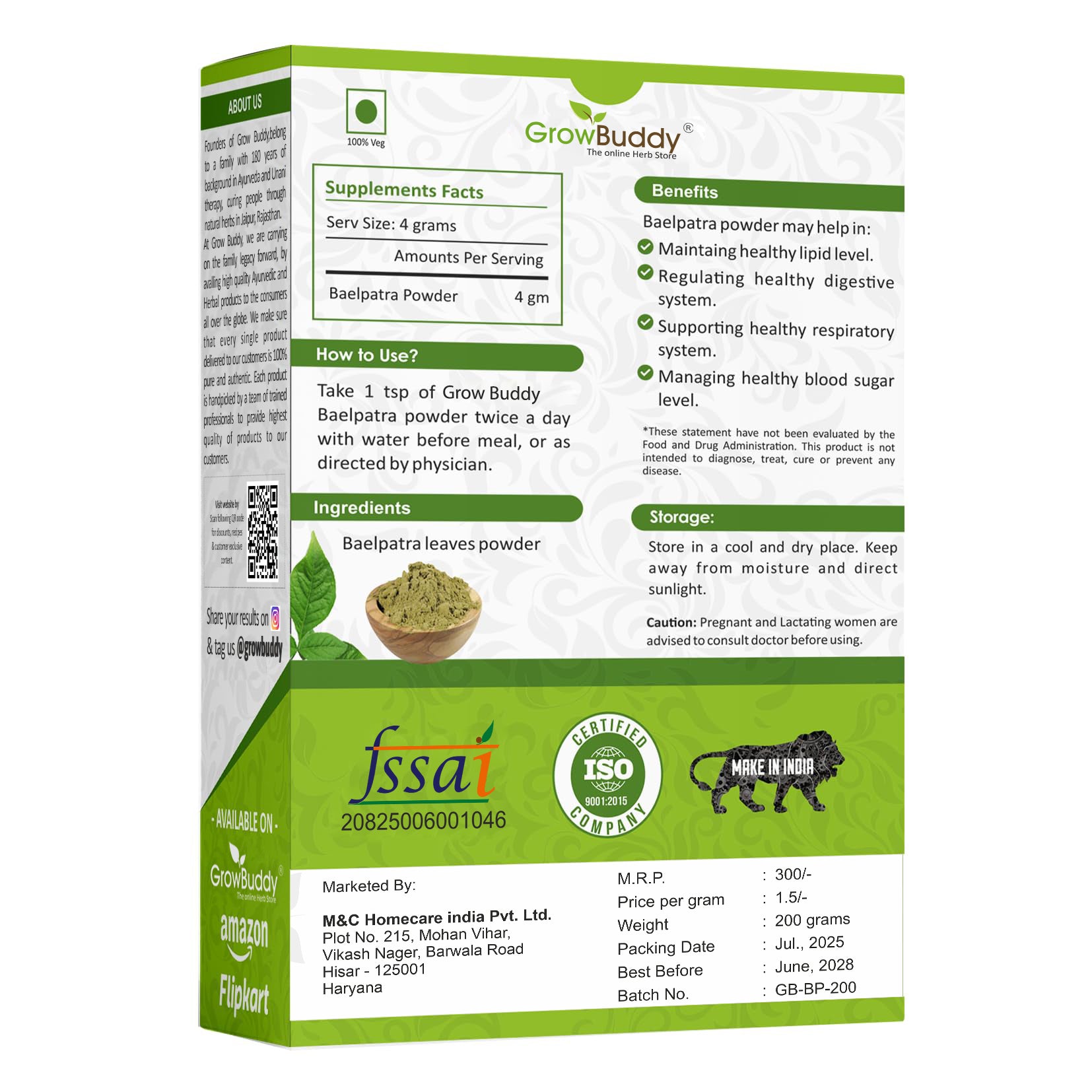 GrowBuddy Baelpatra Powder - 200 g