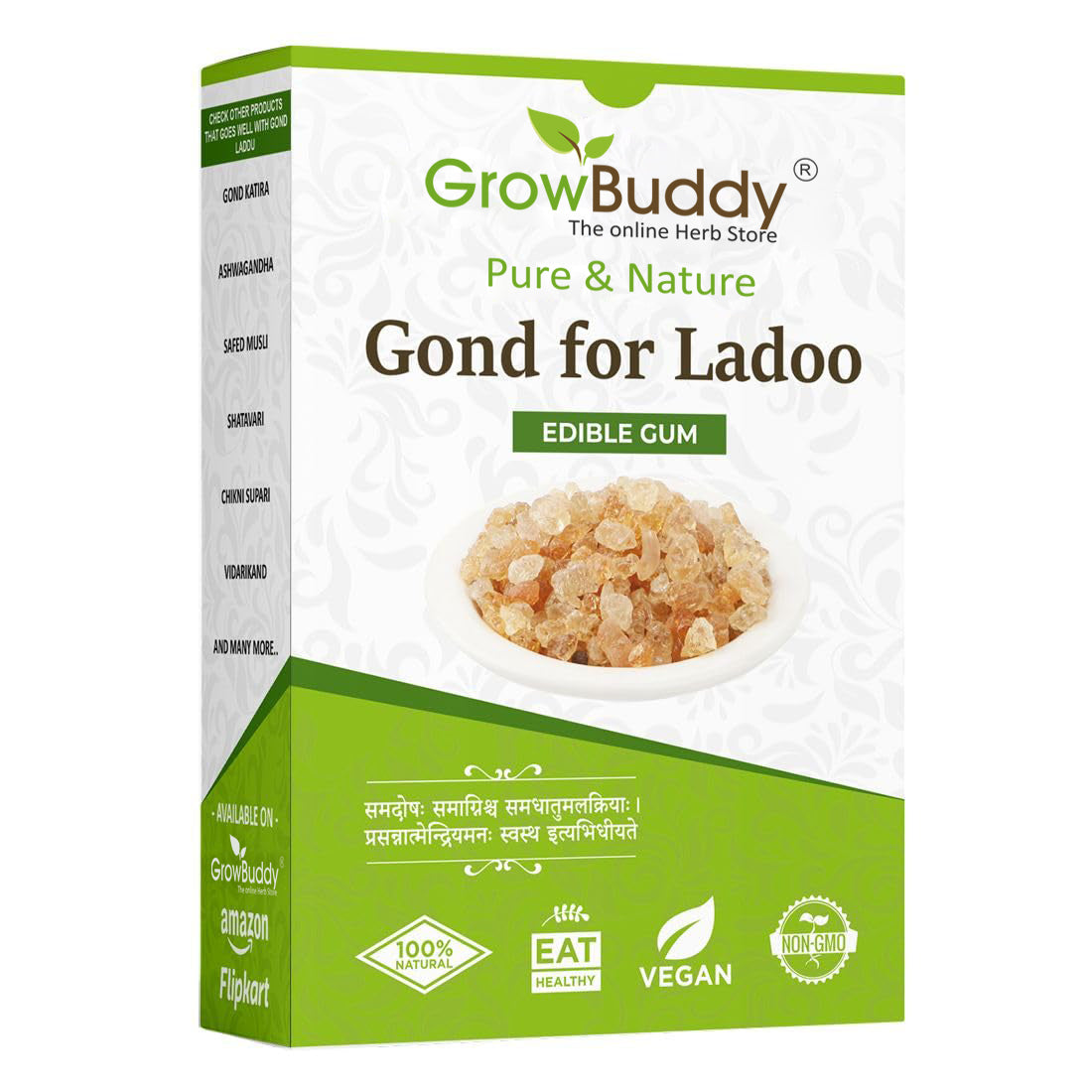 GrowBuddy Edible Gond for Laddu 250 grams | Babul Gond for Ladoo | Edible gum | 100% Natural, No Preservatives (250 grams)