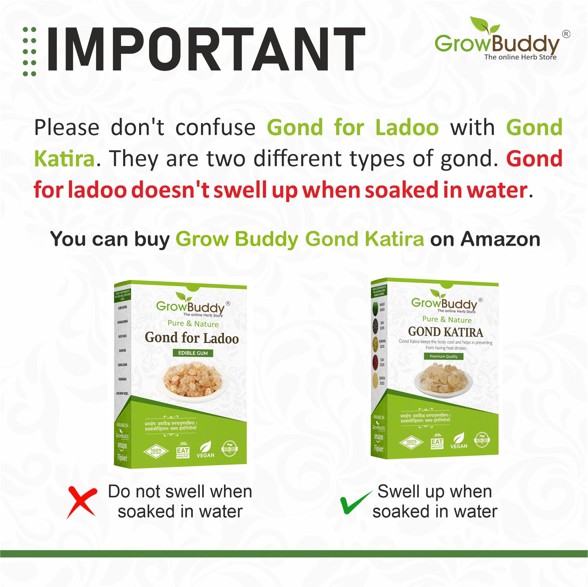 GrowBuddy Edible Gond for Laddu 250 grams | Babul Gond for Ladoo | Edible gum | 100% Natural, No Preservatives (250 grams)