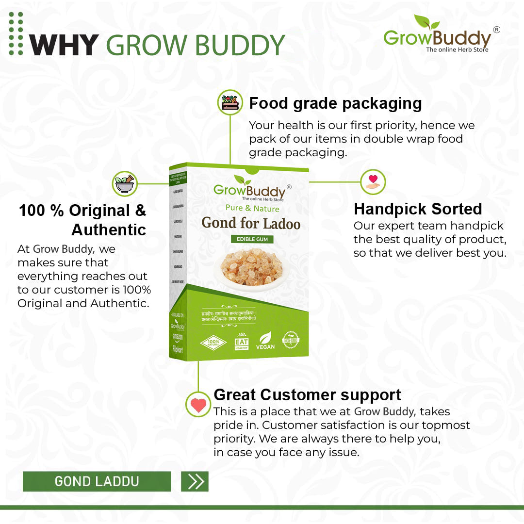 GrowBuddy Edible Gond for Laddu 250 grams | Babul Gond for Ladoo | Edible gum | 100% Natural, No Preservatives (250 grams)