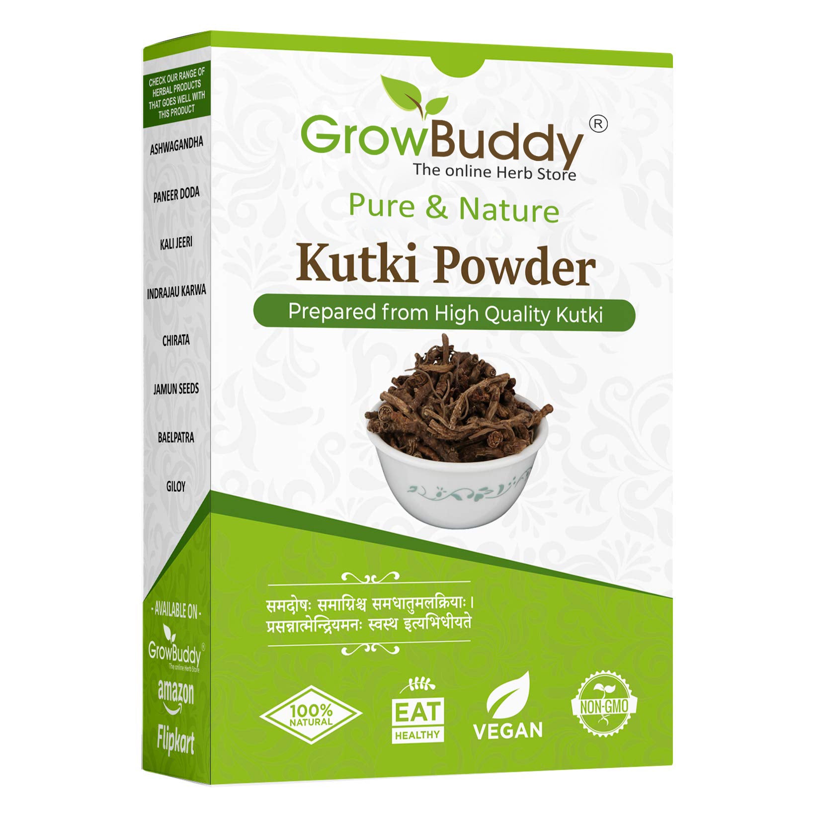 GrowBuddy Kutki Powder 100 gm - For Liver support, Detox, Blood sugar management | 100% Pure and Natural, No Preservatives