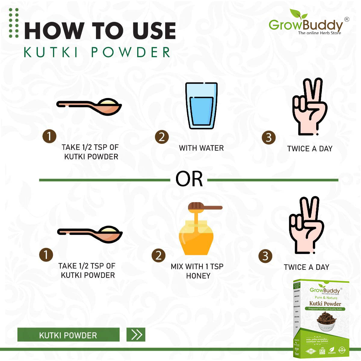 GrowBuddy Kutki Powder 100 gm - For Liver support, Detox, Blood sugar management | 100% Pure and Natural, No Preservatives