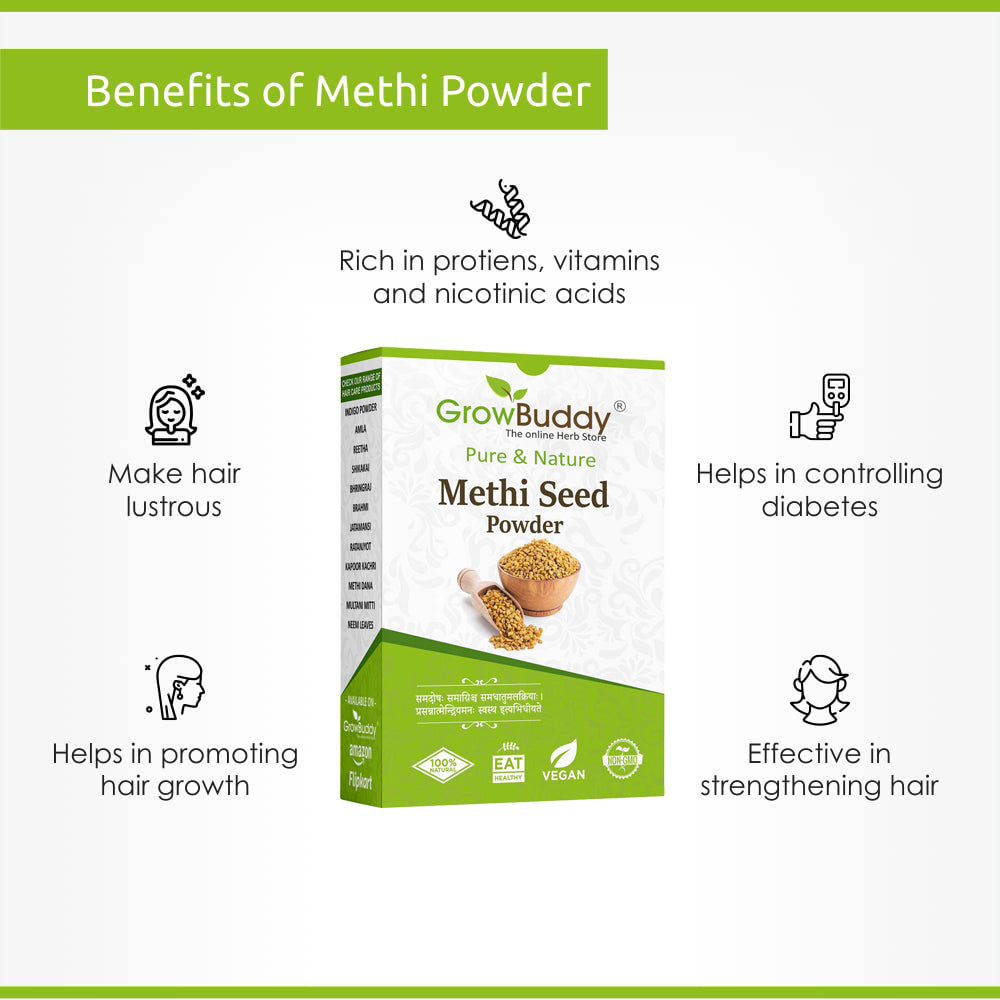 GrowBuddy Methi Seed Powder For Hair Growth - 200 g | Fenugreek Powder