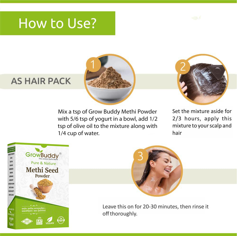 GrowBuddy Methi Seed Powder For Hair Growth - 200 g | Fenugreek Powder