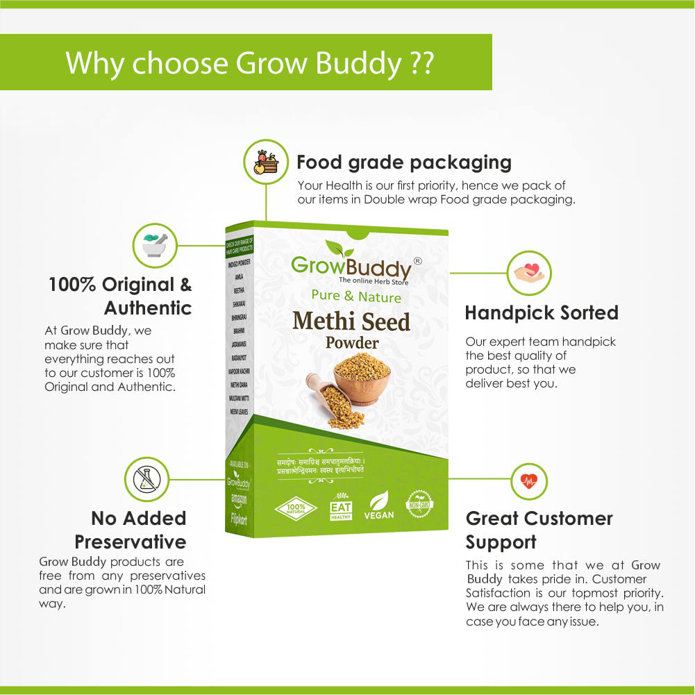 GrowBuddy Methi Seed Powder For Hair Growth - 200 g | Fenugreek Powder