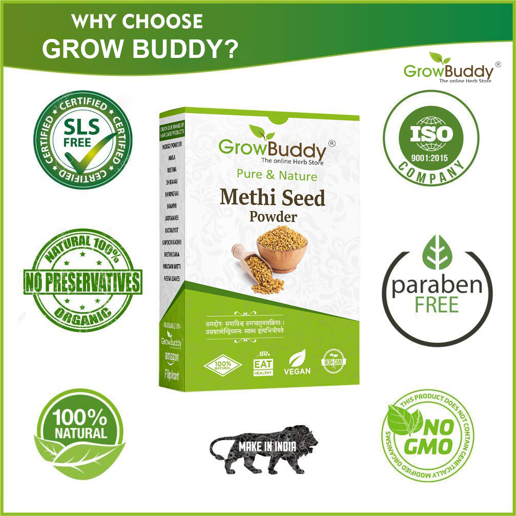 GrowBuddy Methi Seed Powder For Hair Growth - 200 g | Fenugreek Powder