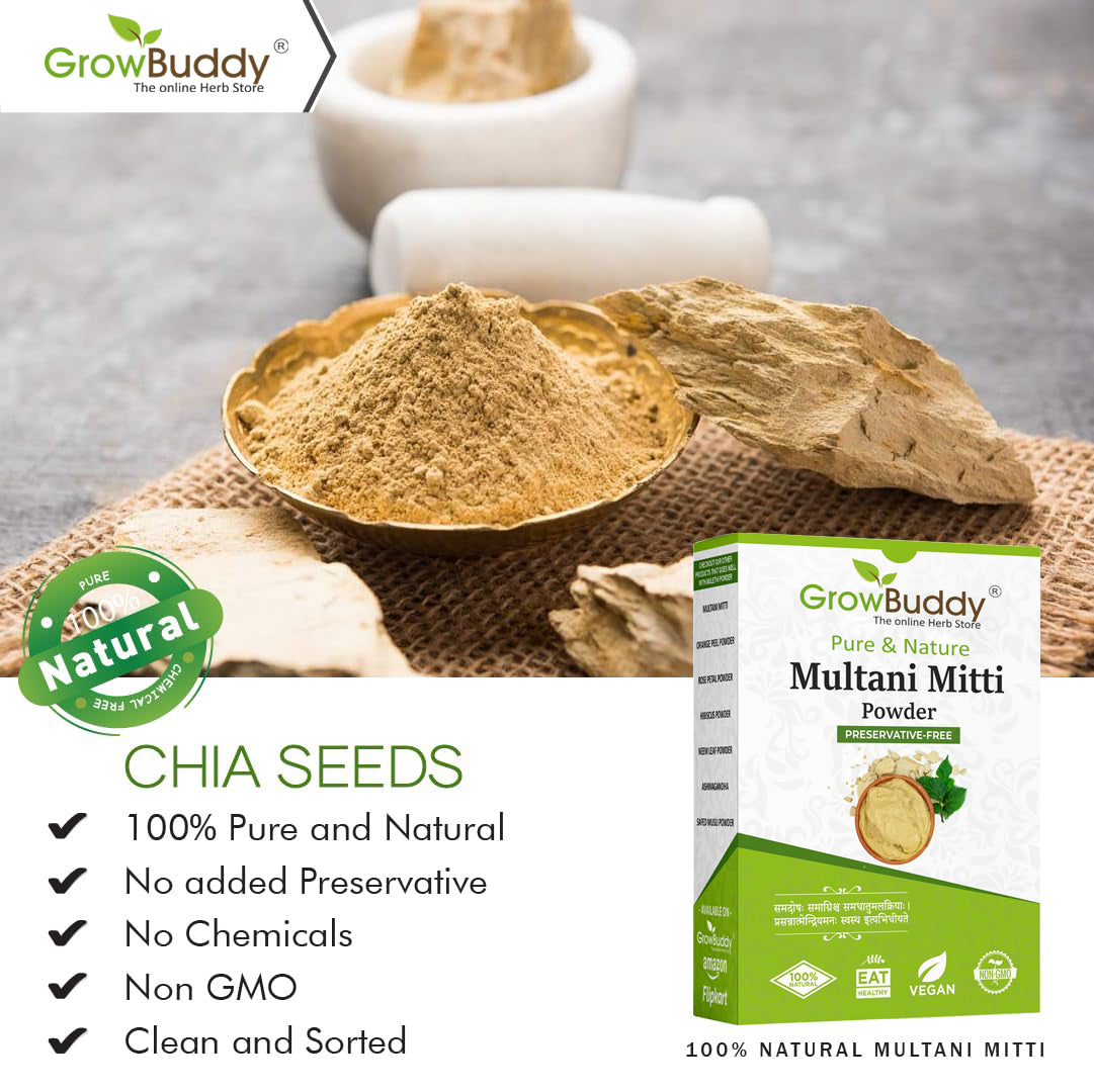 GrowBuddy Multani Mitti (Fuller Earth) Powder for face and hair pack - 200g