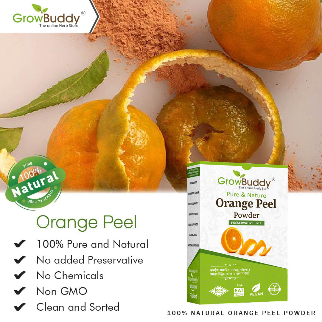 GrowBuddy Orange Peel Powder For Face Skin Whitening (200 Grams)