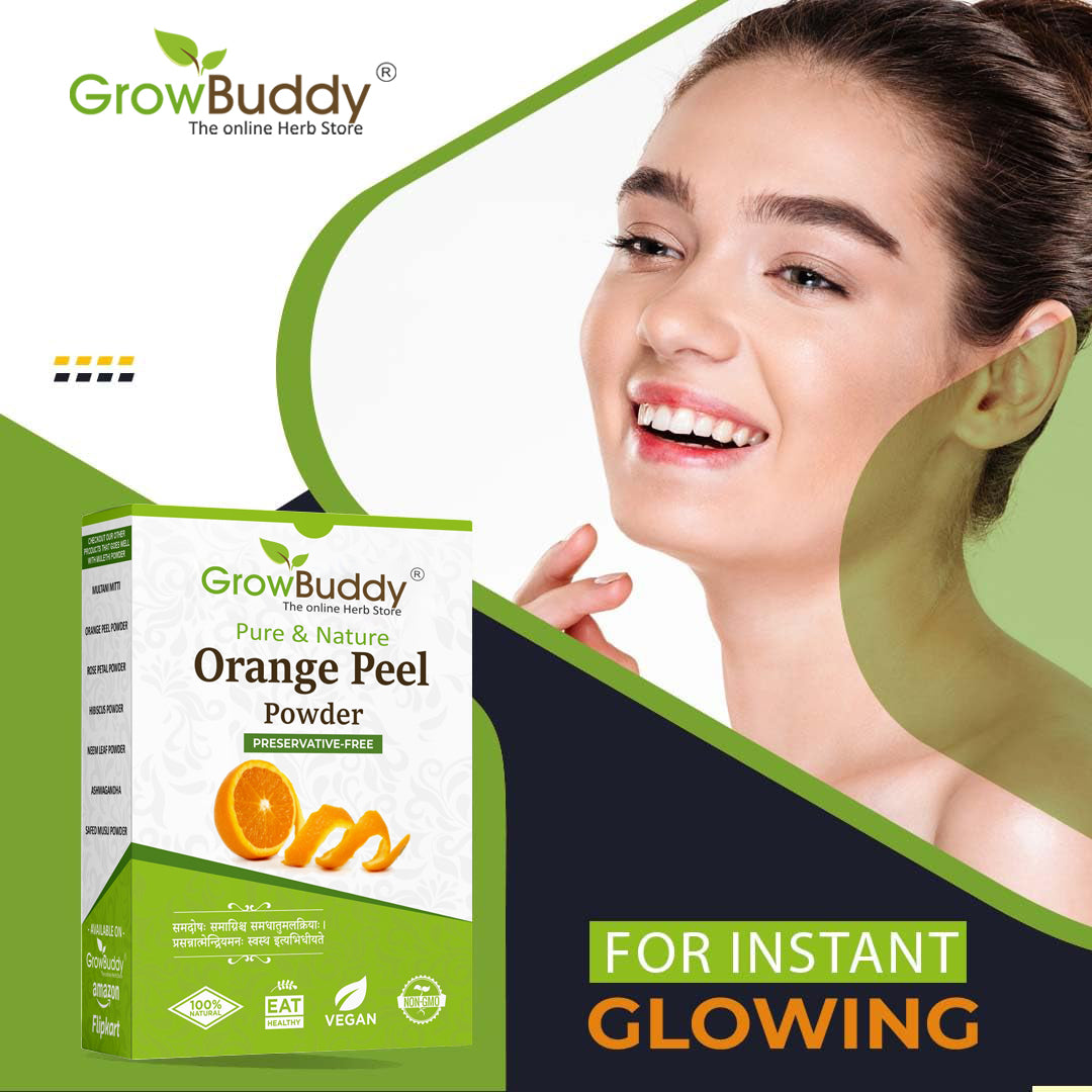GrowBuddy Orange Peel Powder For Face Skin Whitening (200 Grams)