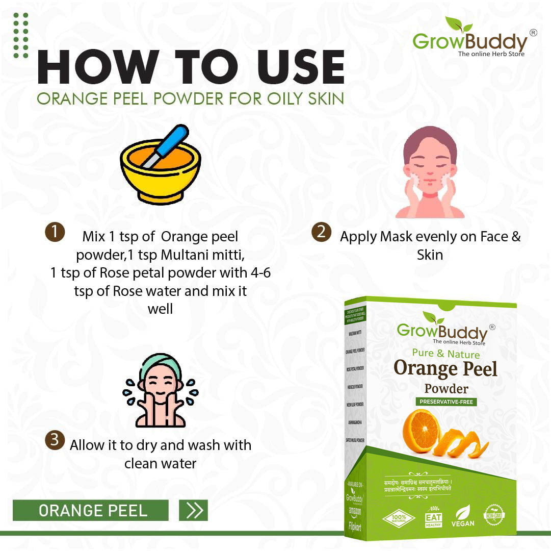 GrowBuddy Orange Peel Powder For Face Skin Whitening (200 Grams)