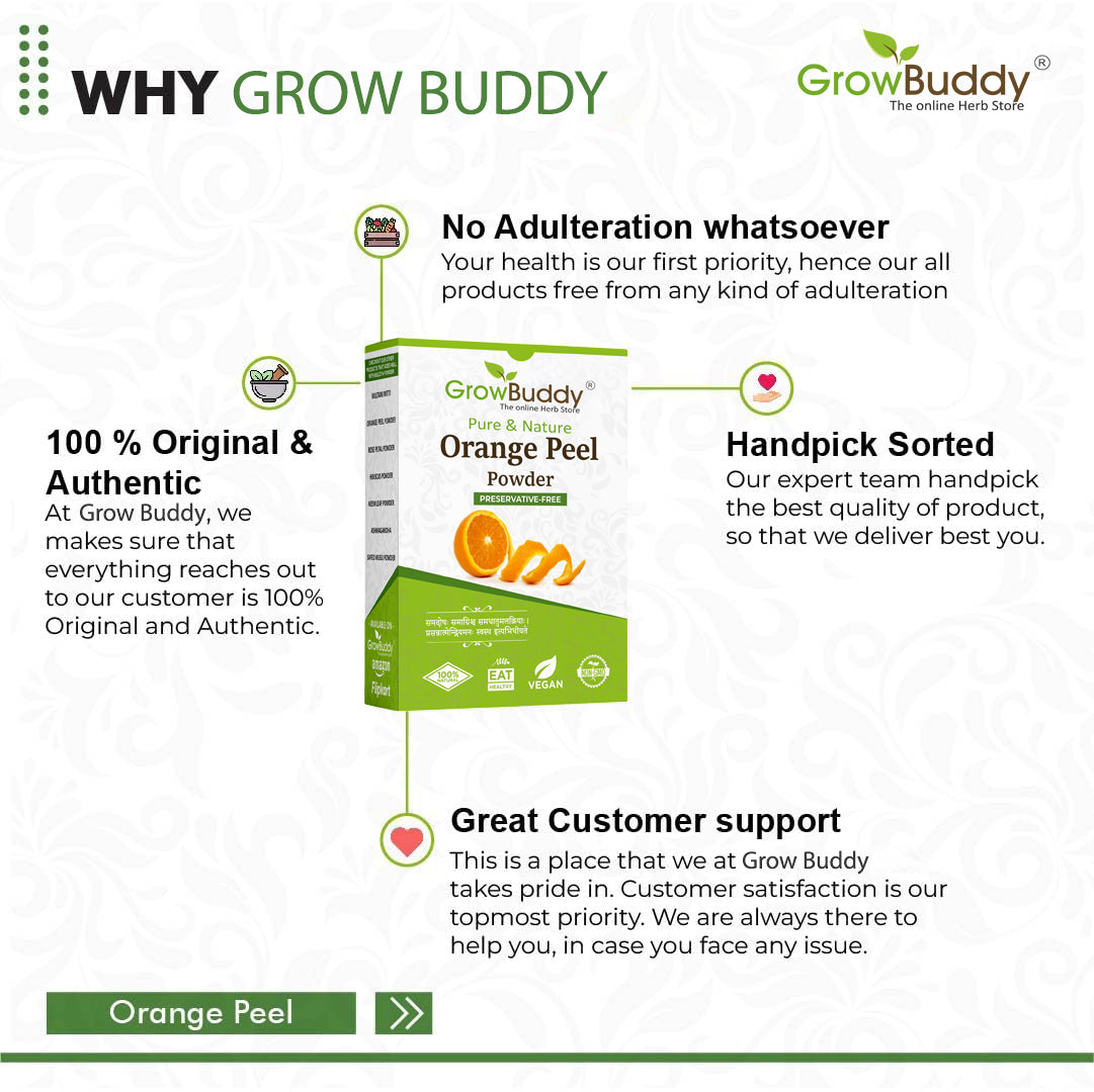GrowBuddy Orange Peel Powder For Face Skin Whitening (200 Grams)