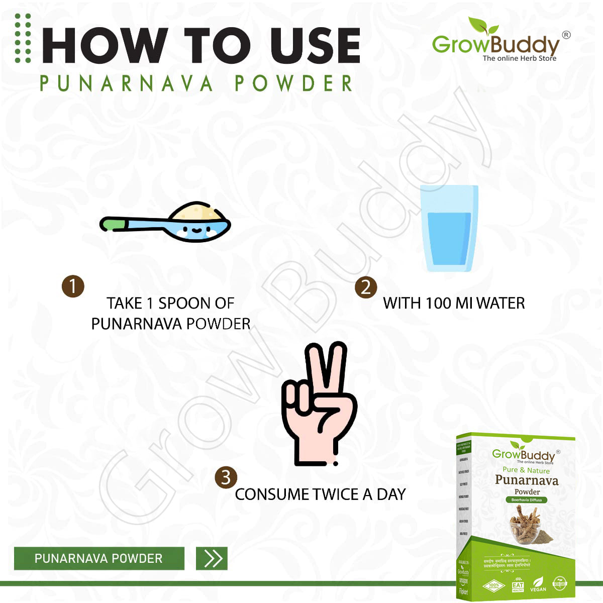 GrowBuddy Punarnava Powder for Kidney Rejuvenation (250 gm)