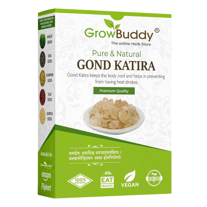 Growbuddy Gond Katira Pure (Edible Gum) - 200 grams | Tragacanth Gum | High Cooling Properties Herbal Food | Super Food |