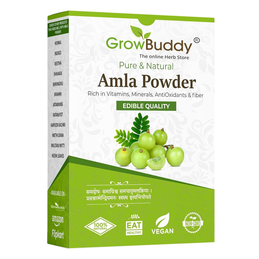 Growbuddy Pure Amla Powder For Hair Growth (250 grams) | Ideal for Hair, Eating, Drinking & Skin