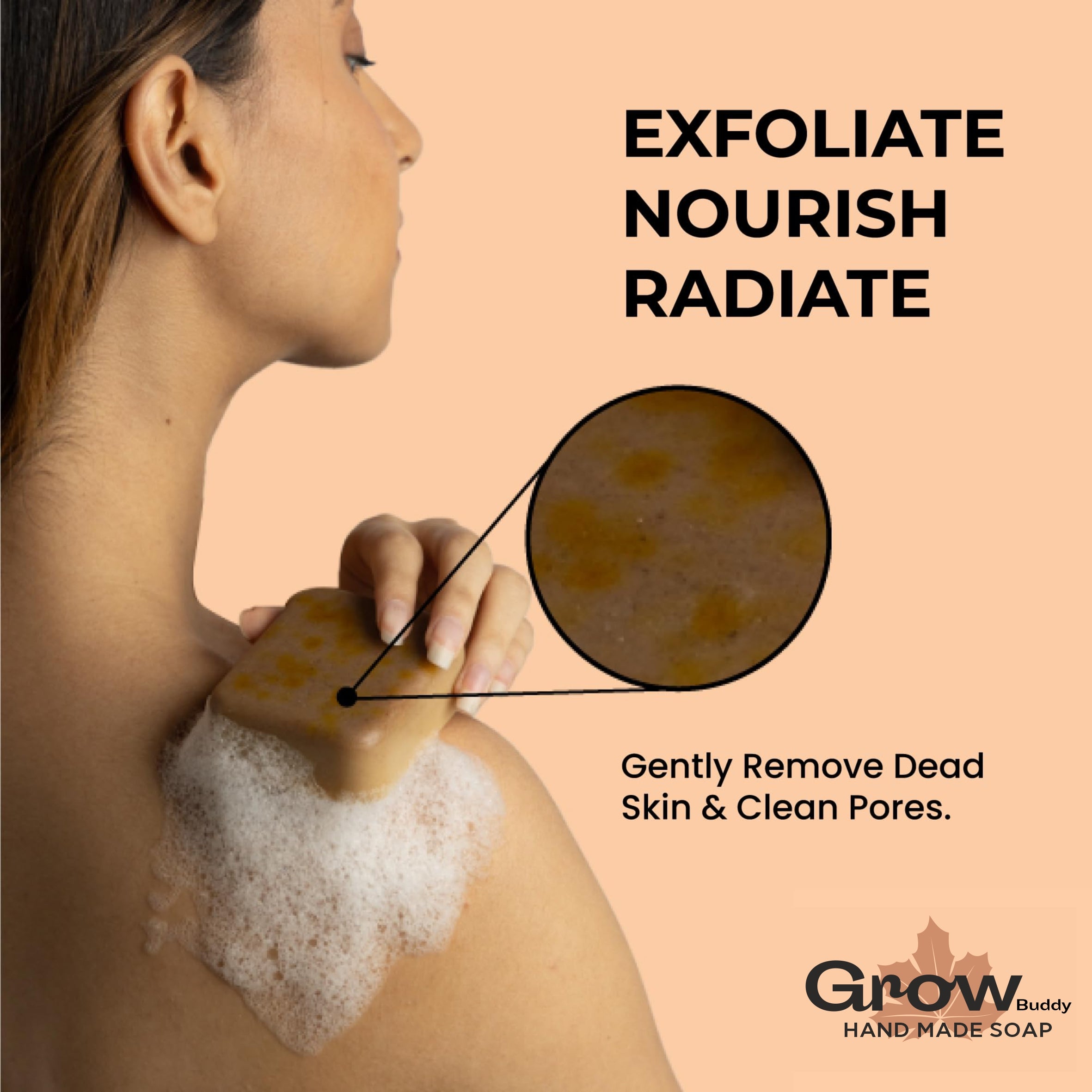 GrowBuddy Sandalwood & Saffron Magic Soaps For Bath (100 Gms Pack Of 2) | Paraben Free | Chandan & Kesar Bath Soap | Handmade Soaps For Glowing | Skin Brightening Soap For Men & Women