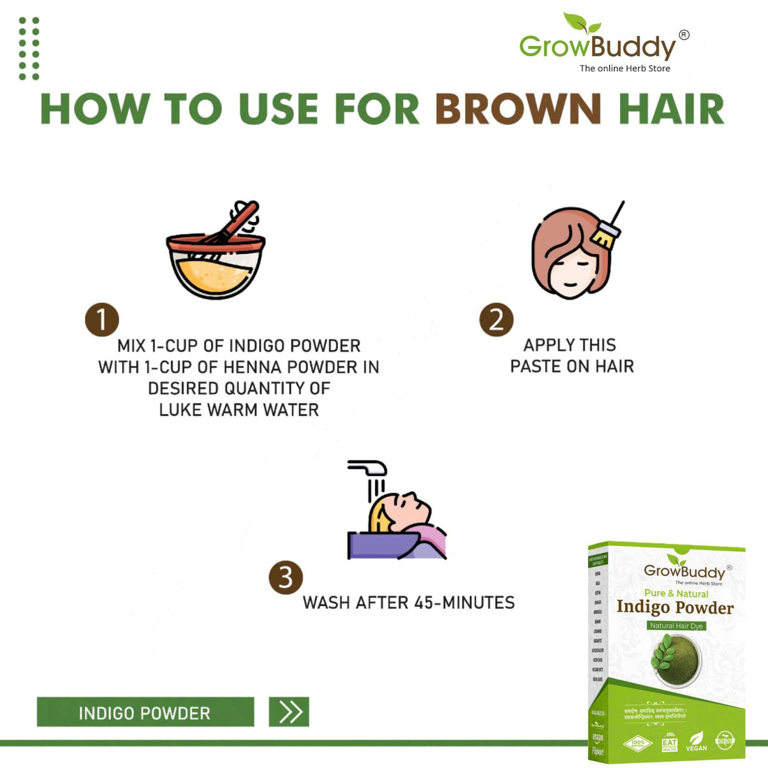 Grow Buddy Indigo Powder for black Hair (200 grams)