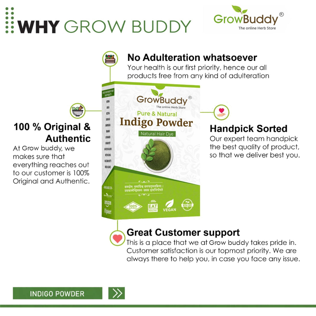 Grow Buddy Indigo Powder for black Hair (200 grams)