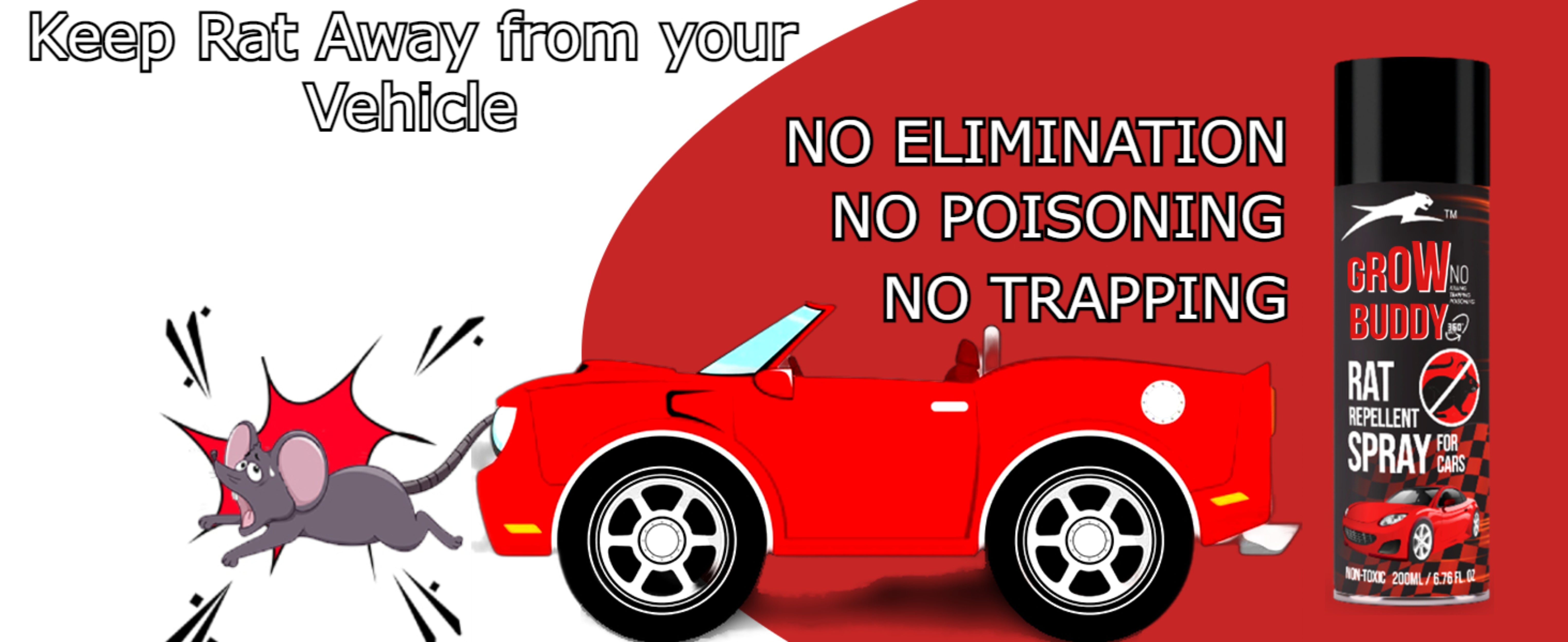 GrowBuddy No Entry Rat Repellent Spray for Cars Highly Effective with and Lasts 1 Year Leak Free Easy to Spray Nozzle 1st time in India (1) - FORMULATION 1 X